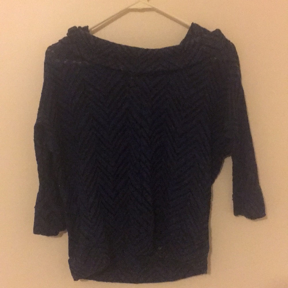 Candie’s Navy/Lace Chevron Turtleneck